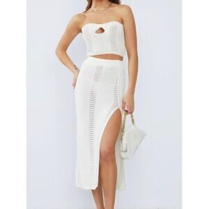 NWT Commense White Knit 2-Piece Skirt Set S - Co-ord Resort/Vacation